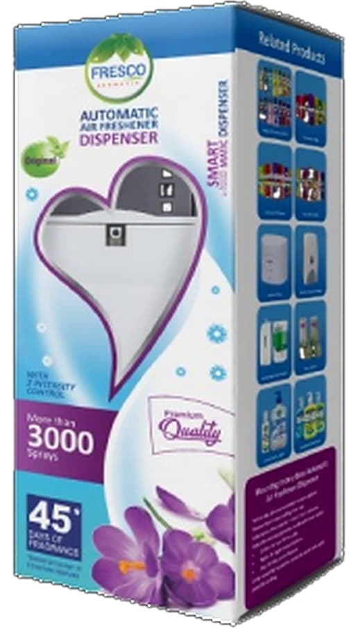 FRESCO Auto Sensor Air Freshener Dispenser Light Sensor Adjustment 5 to 15 Minutes Spray Timing Adjustment Battery Opertated You can use 110ml to 300ml Air Fres