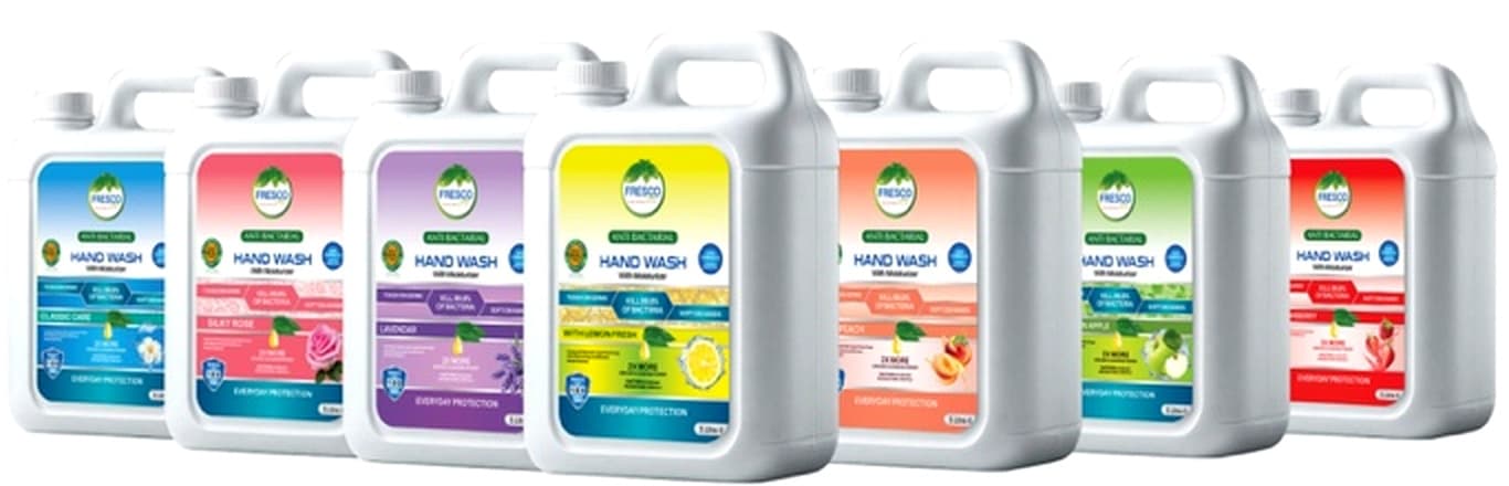 FRESCO Antibacterial Hand Wash Liquid 5-Liter Can 03-Different variants Fragrances 04/Can per Carton – buy online in Pakistan at best wholesale price | Pak Mult