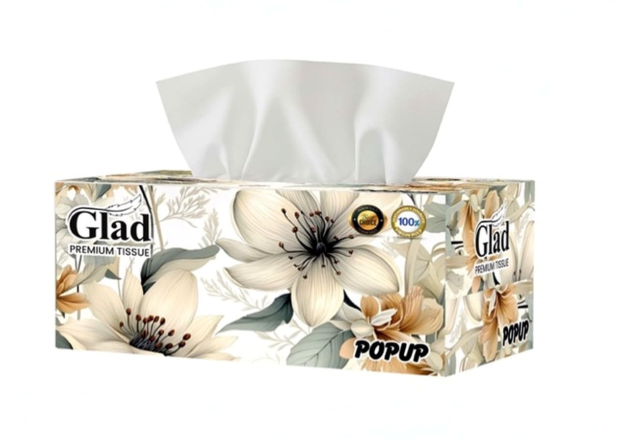 GLAD Tissue Box Popup Tissue Size 15x20cm 150x2 Ply = 300 Tissues Recycled Tissue Paper Bux Board with Recycled Tissue 36/Box per carton – buy online in Pakista