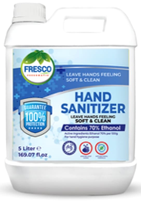 FRESCO Hand Sanitizer Gel 5-Liter Can Acitve Ingredients Ethanol 70% 04/Can per Carton – buy online in Pakistan at best wholesale price | Pak Multilinks